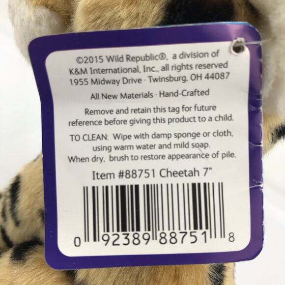 Wild Republic Wild Watchers Cheetah Plush 7" Cat Stuffed Animal 2015 K&M Tags - Picture 10 of 14